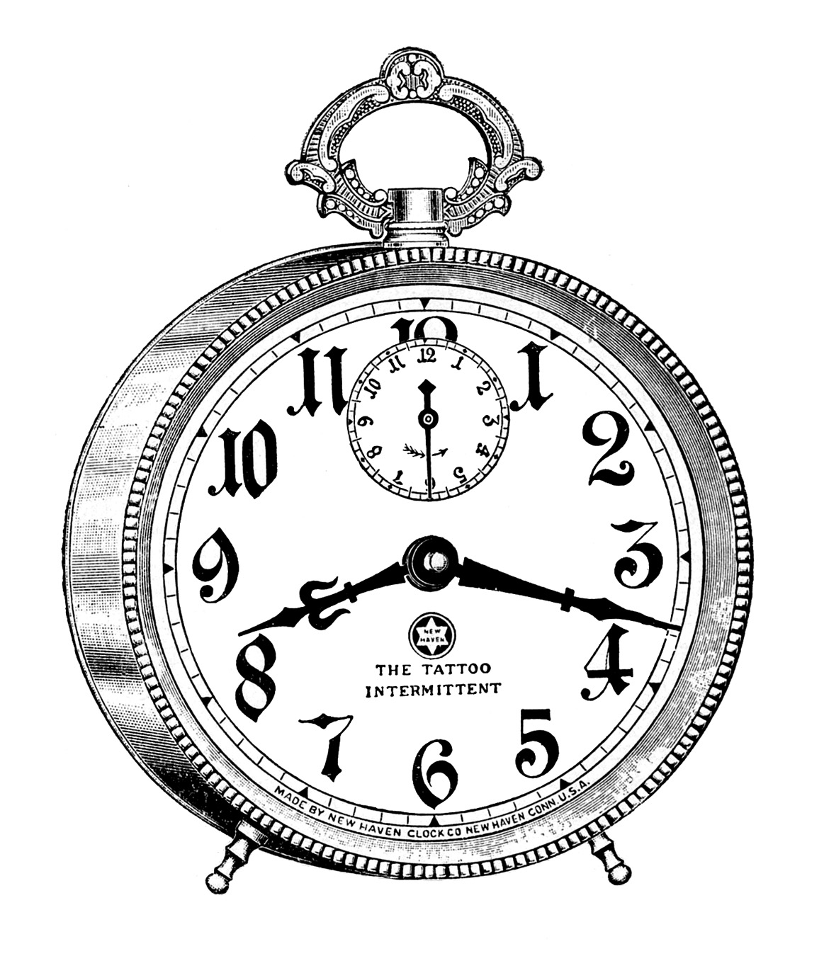 The Tattoo Intermittent Pocket Watch - Vintage Timepiece by New Haven Clock Co.