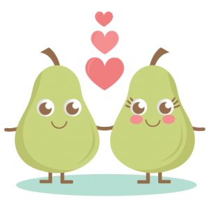 Cute Pear Couple in Love - Romantic Illustration for Greetings & Cards