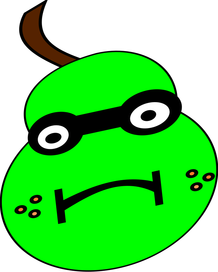 Grumpy Green Pear Cartoon - Fun Character Illustration