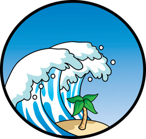 Tsunami Wave and Palm Tree Illustration - Natural Disaster Icon