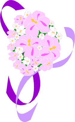 Elegant Pink & White Flower Bouquet with Purple Ribbons | Floral Design