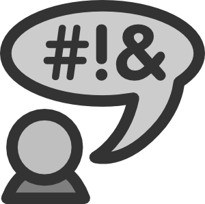 Person icon with speech bubble containing symbols #!&, representing error messages or technical jargon.
