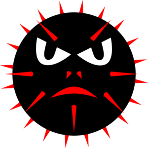 Angry Virus Illustration - Digital Icon for Health Warnings and Cybersecurity