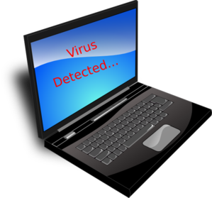 Virus Detected Alert on Laptop - Cybersecurity Warning Image