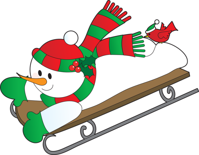 Sledding Snowman Clipart 