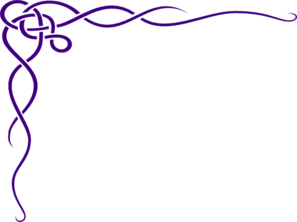 Purple ornamental corner flourish design on transparent background
