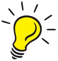 Bright yellow lightbulb with radiating lines, symbolizing an idea or innovation.