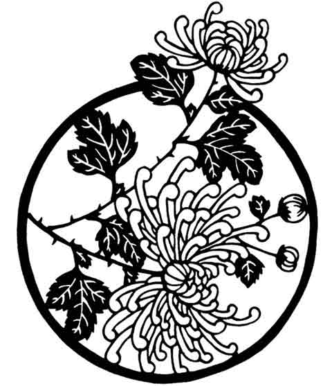 Chrysanthemum Ink Illustration - Traditional Floral Art Design