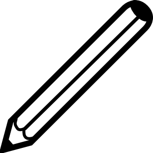 Simple black-and-white line drawing of a sharpened pencil angled diagonally.