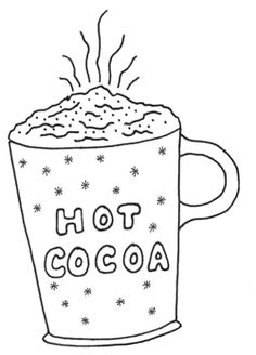 Drinking Hot Chocolate Cocoa Coloring Page 