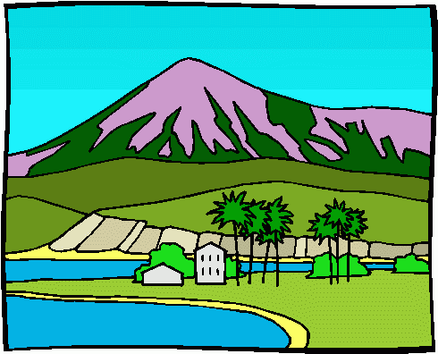 Serene Mountain River Landscape Illustration - Nature Scene Clipart