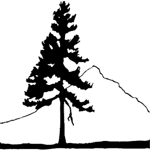 Lone Pine Tree Silhouette Against Mountain Range - Nature Illustration