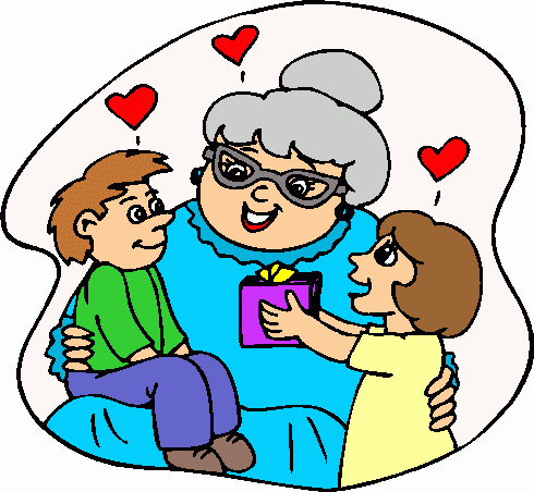 Heartwarming Grandmother and Grandchildren Gift Moment - Family Love Illustration