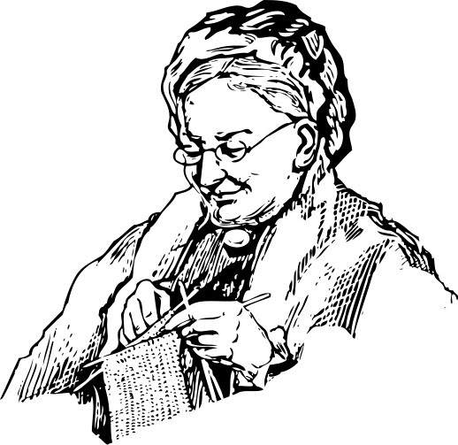 Vintage Illustration of an Elderly Woman Knitting - Free Clipart