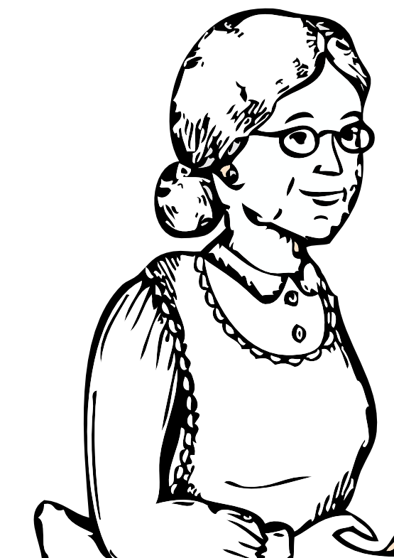 Vintage Illustration of a Kind Elderly Woman with Glasses