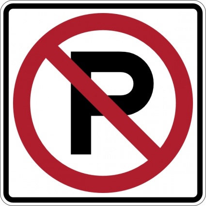 Red circle with diagonal line over black letter P on white background, indicating no parking allowed.