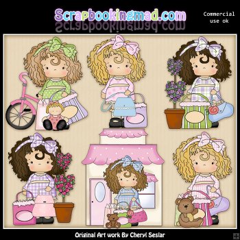 Cute Girl Clipart Set - Printable Scrapbooking & Craft Graphics