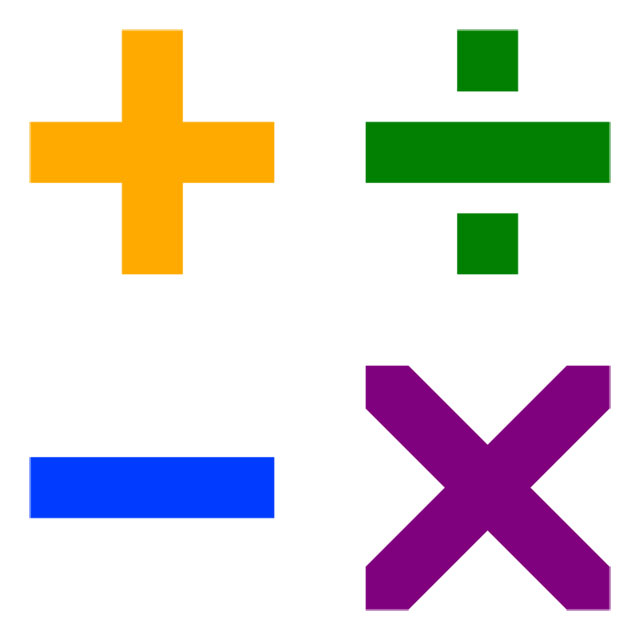 Basic Math Operators Icon Set - Addition, Subtraction, Multiplication, Division