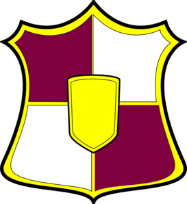 Heraldic Shield Design - Maroon, White, and Gold Quartered Coat of Arms
