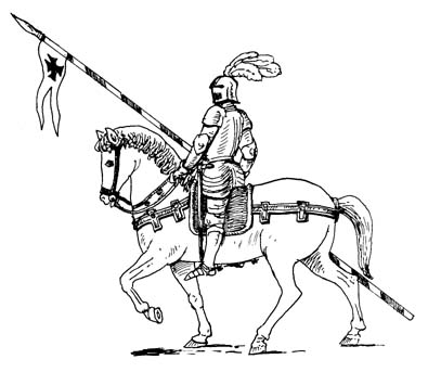 Knight on Horseback with Lance - Historical Illustration