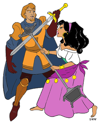Knight and Princess Dueling Cartoon - Playful Medieval Scene