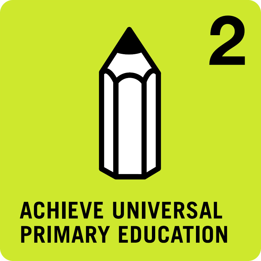 Goal 2: Achieve Universal Primary Education - UN SDG Icon