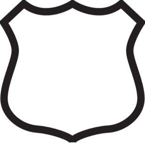 Black police badge outline on transparent background