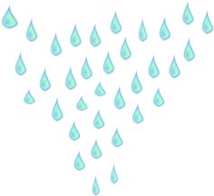 Light blue raindrops falling in a triangular pattern on white background.