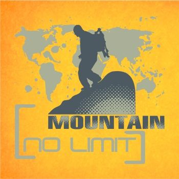Mountaineer on world map vector clip art to print on t 