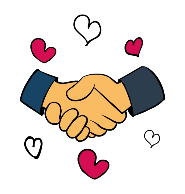 Handshake with Hearts - Symbol of Trust, Love, and Partnership