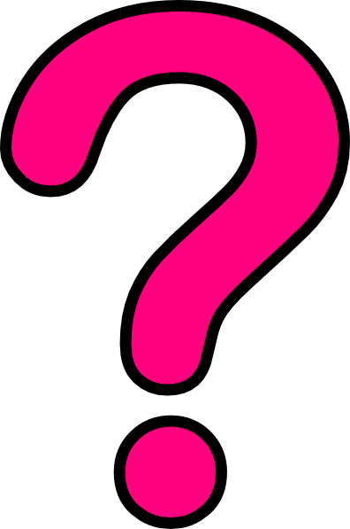 Bright pink question mark with black outline on white background, symbolizing inquiry or uncertainty.
