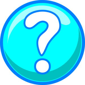 Blue glossy circular icon with a white question mark in the center, symbolizing help or inquiry.