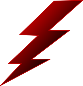 A bold red lightning bolt icon with gradient shading on a black background, symbolizing power or electricity.