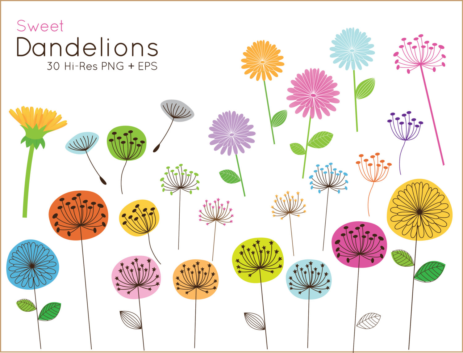 Popular items for dandelion clipart 