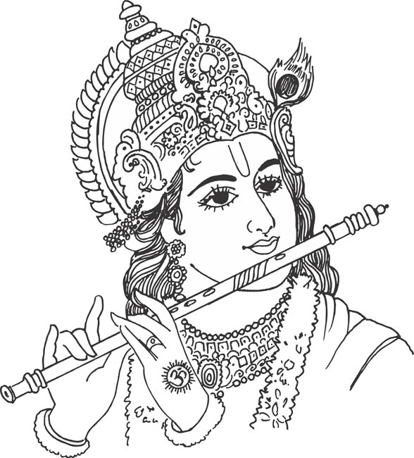 God Krishna Beautiful Young Man Playing Flute Black Line Drawing Stock  Illustration by k9natalimailru 394586124
