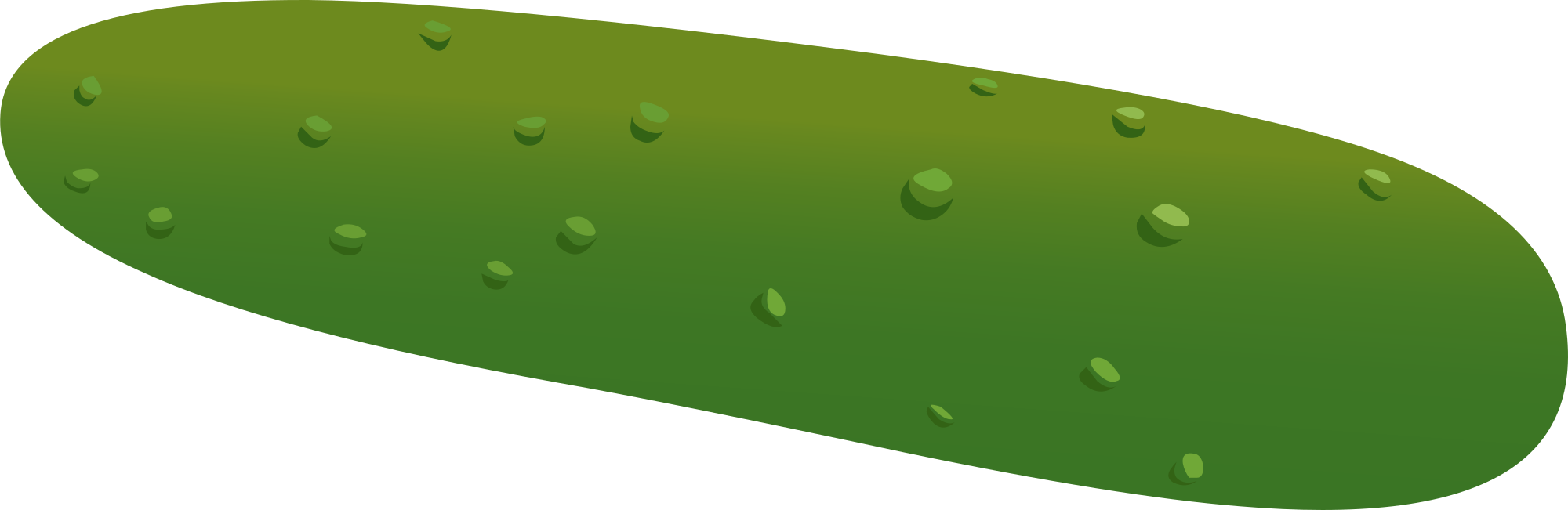 A vibrant green cartoon-style pickle with bumpy texture on a transparent background.