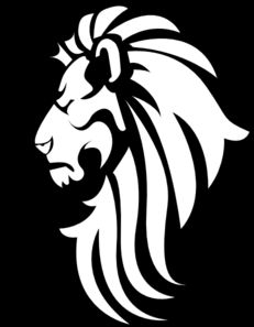 Black &, White Lion Head clip art 