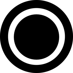 White circular ring on black background, minimalist geometric symbol