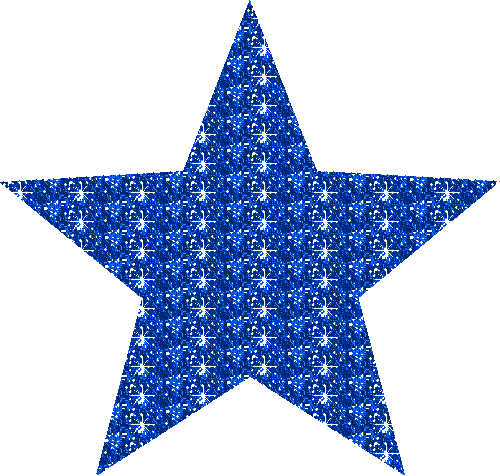 A vibrant blue star with sparkling white glitter pattern on a light gray background.