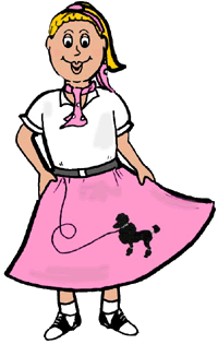 Retro 1950s Poodle Skirt Girl Illustration - Vintage Fashion Clipart