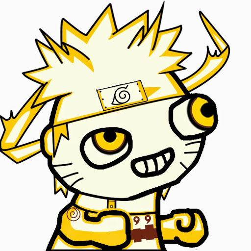 Chibi-style Naruto Uzumaki with spiky blond hair, headband, and energetic grin, wearing orange jumpsuit.