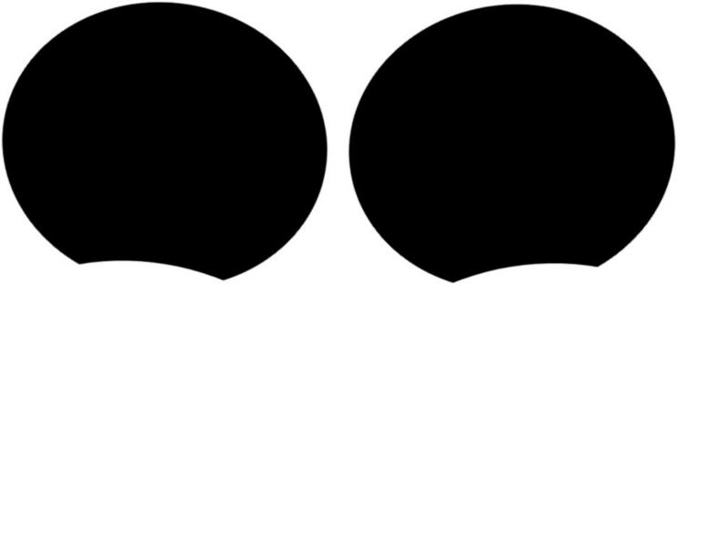 Two solid black oval shapes with flat bottom edges, side by side on white background.