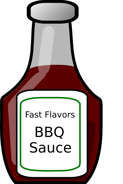Cartoon-style bottle of BBQ sauce labeled "Fast Flavors BBQ Sauce" with red liquid and silver cap.