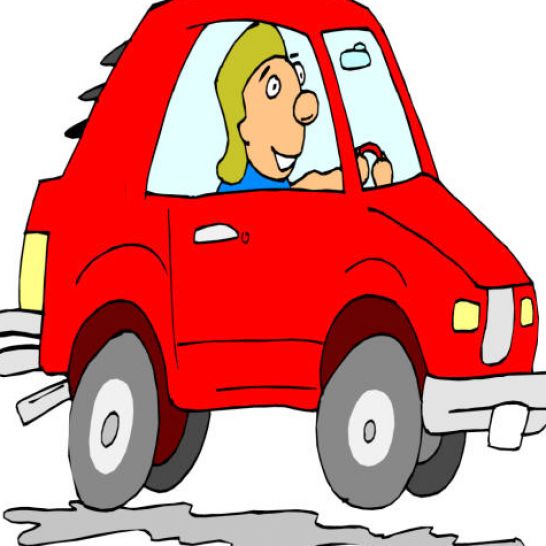 Happy Driver in Red Car - Cartoon Illustration for Driving Safety & Education