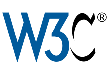 Blue "W3" logo on black background, stylized sans-serif typography.