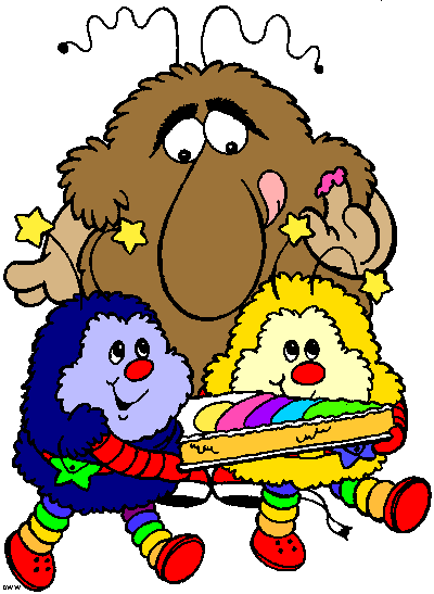 Desenho para colorir de Rainbow Brite, Patty O'Green e Lala Orange