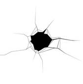 Black void at center of cracked white surface, resembling a shattered screen or broken wall.