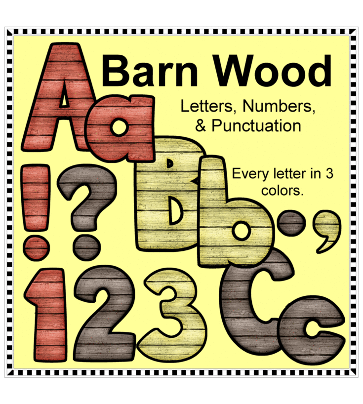 Barn Wood Alphabet and Numbers 2 $ clipart free