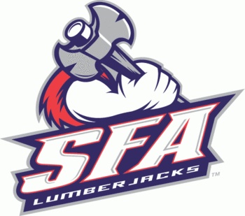 Stephen F. Austin State University Lumberjacks logo featuring a hand gripping an axe above bold "SFA" lettering and "LUMBERJACKS" text.