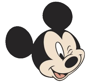 Classic Mickey Mouse winking with iconic round ears and cheerful expression.
